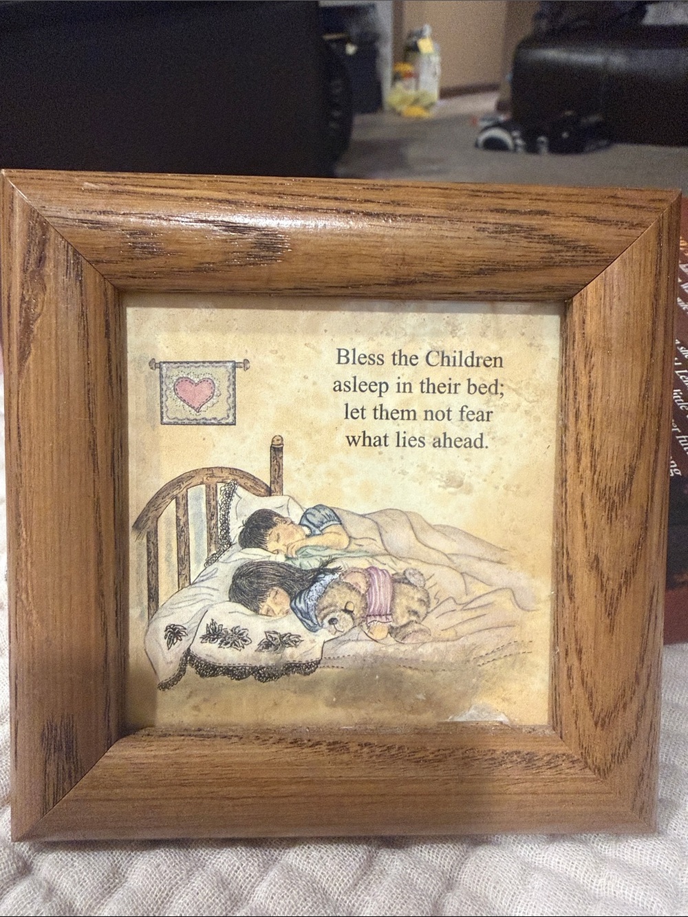 Wood Framed Nursery Art - "Bless the Children"
